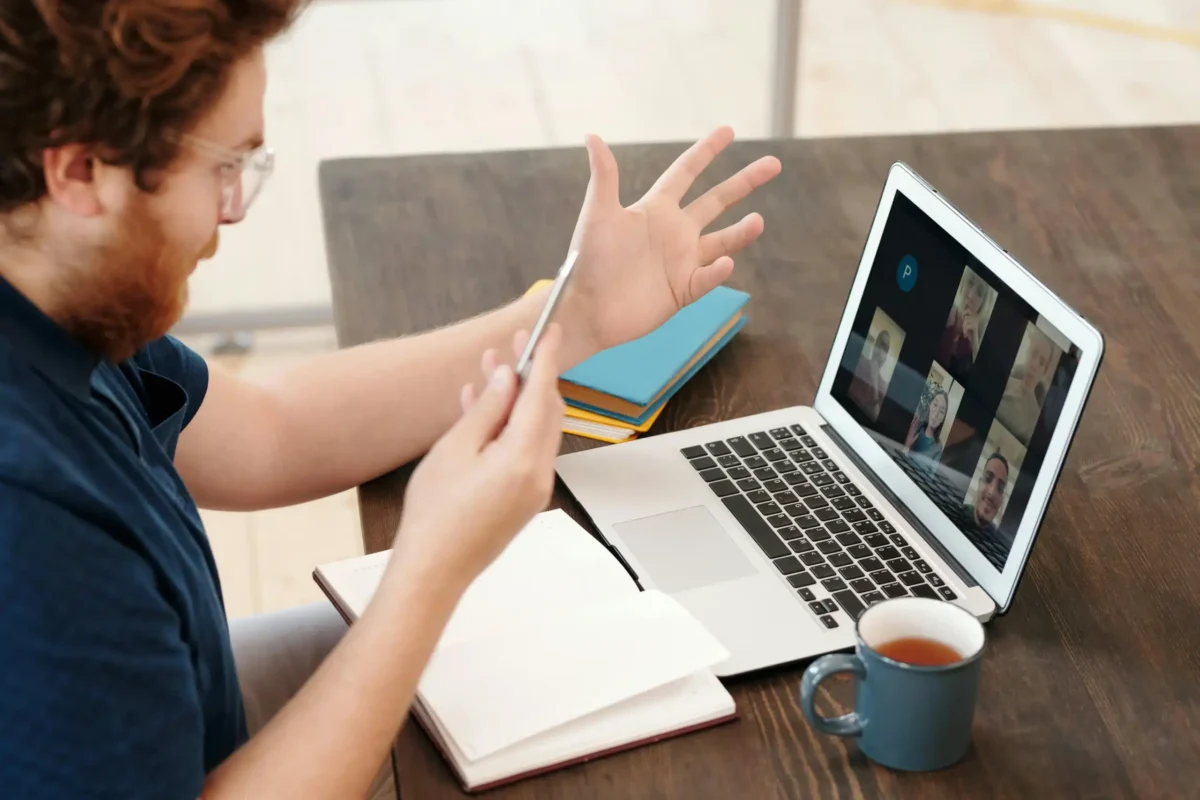 Man chatting on a video call.